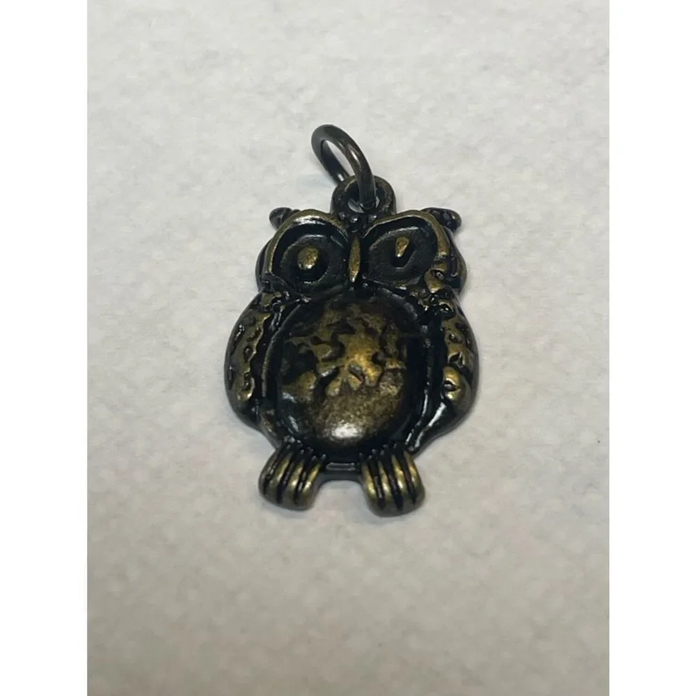 Small Metal Owl Pendant - Brass Colored
